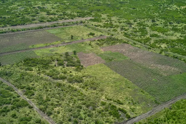 Wide aerial view across the full Furaha Gardens subdivision and its internal roads